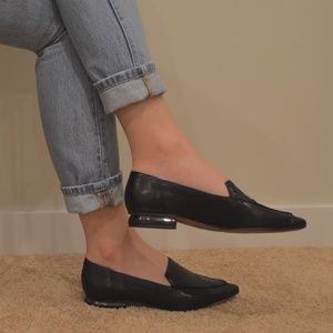 Franco Sarto Black Pointed Loafers